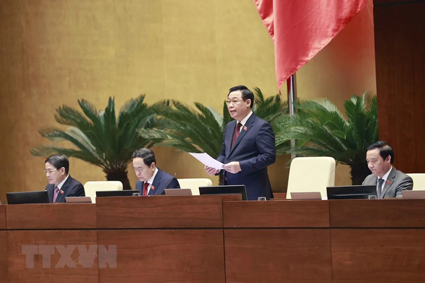 Chủ tịch Quốc hội Vương Đình Huệ phát biểu. Ảnh: TTXVN Chủ tịch Quốc hội Vương Đình Huệ phát biểu. Ảnh: TTXVN