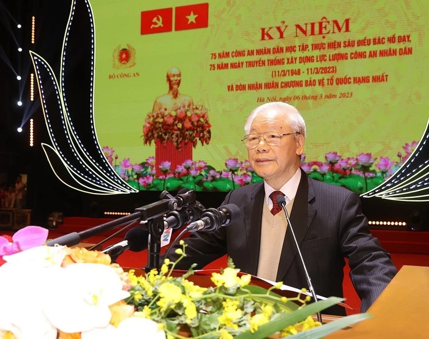 Tổng Bí thư Nguyễn Phú Trọng phát biểu chỉ đạo tại lễ kỷ niệm.