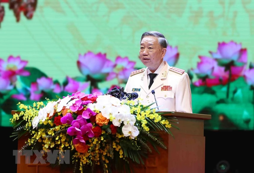 Bộ trưởng Công an Tô Lâm phát biểu tại buổi lễ.
