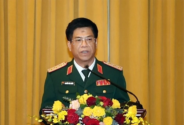 Thượng tướng Nguyễn Văn Nghĩa phát biểu nhận nhiệm vụ. Ảnh: VGP Thượng tướng Nguyễn Văn Nghĩa phát biểu nhận nhiệm vụ. Ảnh: VGP