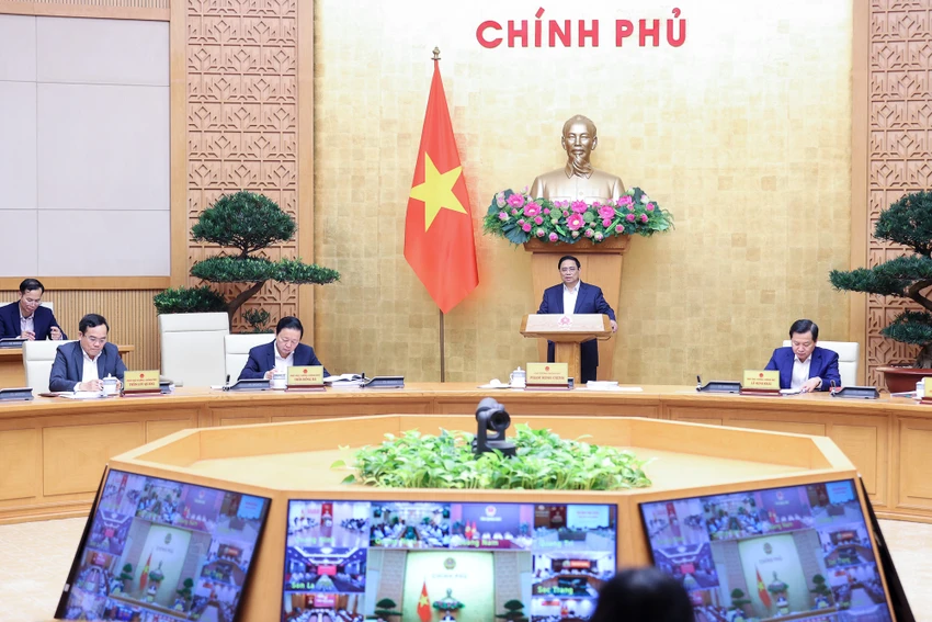 Thủ tướng Phạm Minh Chính chủ trì Hội nghị trực tuyến toàn quốc Chính phủ với địa phương và phiên họp Chính phủ thường kỳ tháng 3-2023. Ảnh: VGP Thủ tướng Phạm Minh Chính chủ trì Hội nghị trực tuyến toàn quốc Chính phủ với địa phương và phiên họp Chính phủ thường kỳ tháng 3-2023. Ảnh: VGP