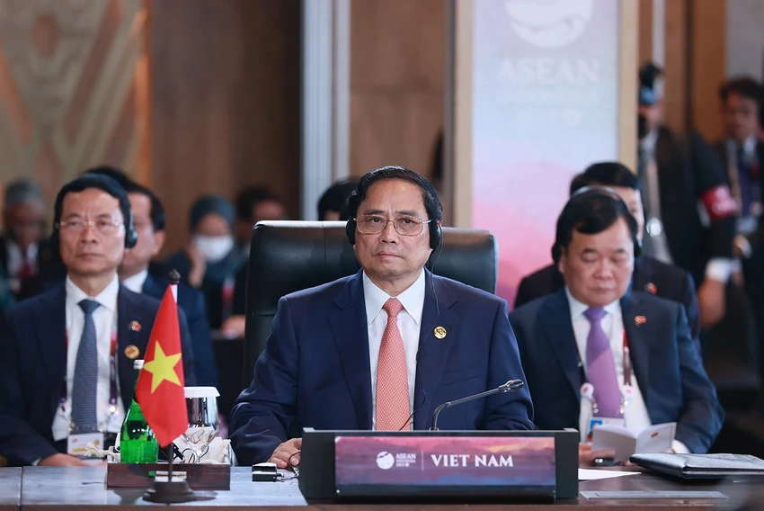 Thủ tướng Phạm Minh Chính nêu ra ba vấn đề cốt lõi quyết định bản sắc, giá trị, sức sống và uy tín của ASEAN. Ảnh: VGP Thủ tướng Phạm Minh Chính nêu ra ba vấn đề cốt lõi quyết định bản sắc, giá trị, sức sống và uy tín của ASEAN. Ảnh: VGP