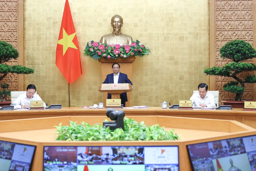 Thủ tướng Phạm Minh Chính chủ trì phiên họp Chính phủ thường kỳ tháng 5 trực tuyến. Ảnh: VGP Thủ tướng Phạm Minh Chính chủ trì phiên họp Chính phủ thường kỳ tháng 5 trực tuyến. Ảnh: VGP
