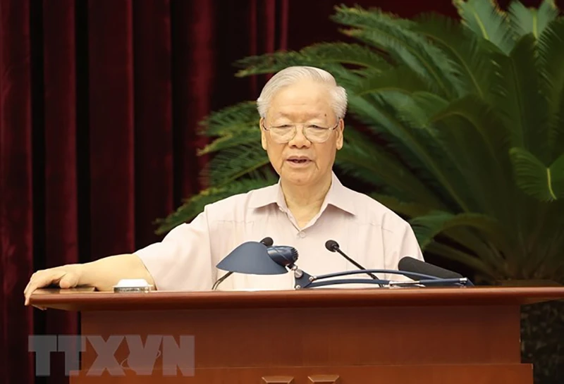 Tổng Bí thư Nguyễn Phú Trọng phát biểu tại hội nghị. Ảnh: TTXVN