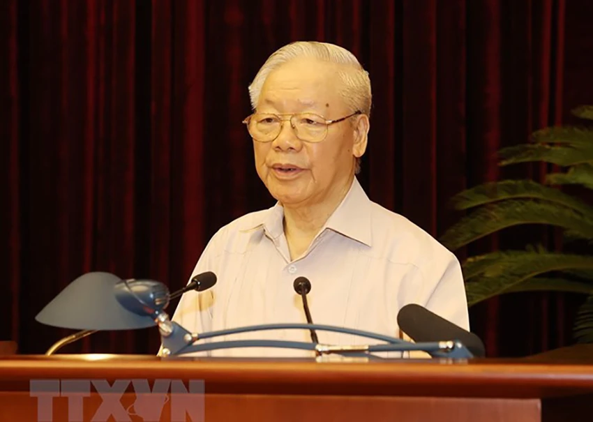 Tổng Bí thư Nguyễn Phú Trọng phát biểu tại hội nghị. Ảnh: TTXVN