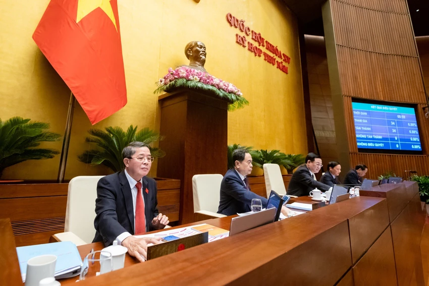 Các ĐBQH bấm nút thông qua nghị quyết về thí điểm cơ chế đặc thù phát triển TP.HCM. Ảnh: PHẠM THẮNG