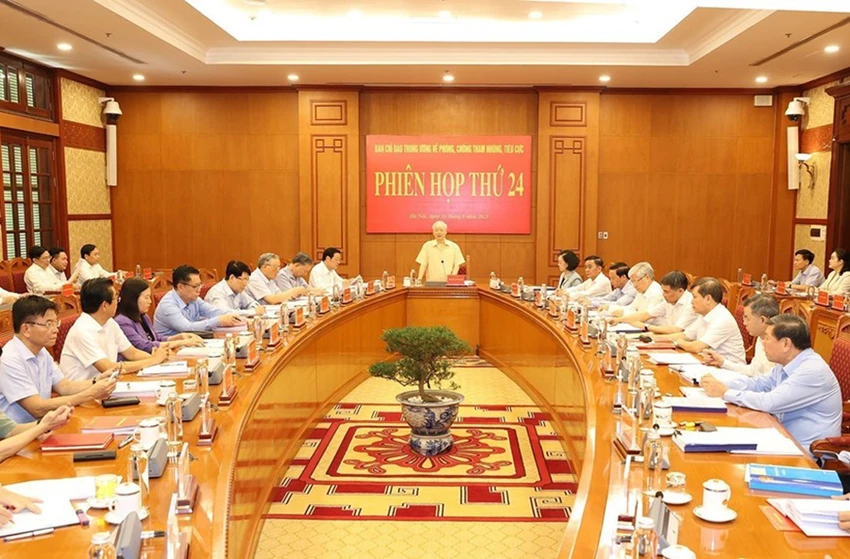 Sáng 16-8, tại Trụ sở Trung ương Đảng, Tổng Bí thư Nguyễn Phú Trọng, đã chủ trì Phiên họp thứ 24 của Ban Chỉ đạo Trung ương về Phòng, chống tham nhũng, tiêu cực. Ảnh: TTXVN Sáng 16-8, tại Trụ sở Trung ương Đảng, Tổng Bí thư Nguyễn Phú Trọng, đã chủ trì Phiên họp thứ 24 của Ban Chỉ đạo Trung ương về Phòng, chống tham nhũng, tiêu cực. Ảnh: TTXVN