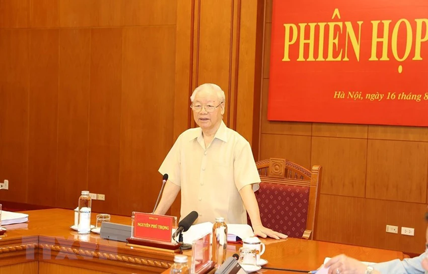 Tổng Bí thư Nguyễn Phú Trọng phát biểu kết luận tại phiên họp. Ảnh: TTXVN Tổng Bí thư Nguyễn Phú Trọng phát biểu kết luận tại phiên họp. Ảnh: TTXVN