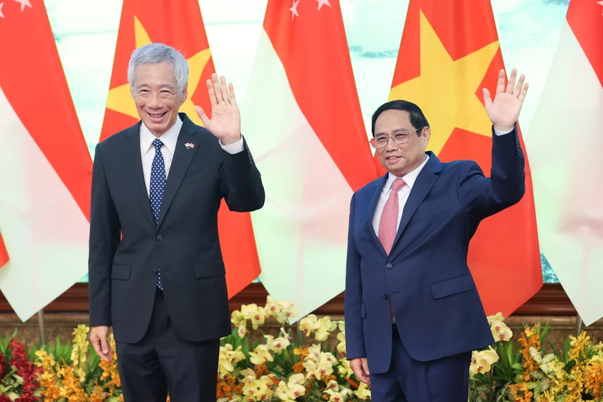 Thủ tướng Phạm Minh Chính và Thủ tướng Singapore Lý Hiển Long. Ảnh: VGP Thủ tướng Phạm Minh Chính và Thủ tướng Singapore Lý Hiển Long. Ảnh: VGP