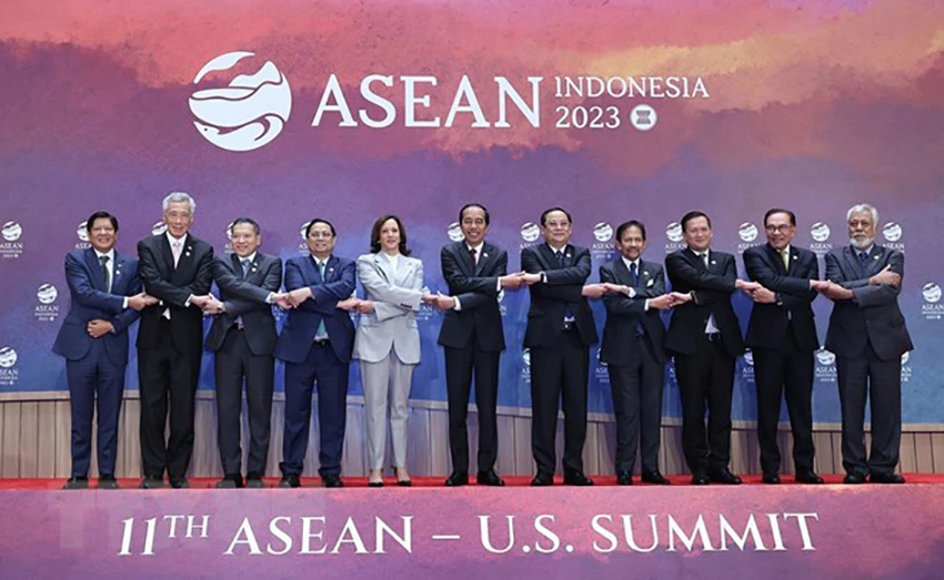 Thủ tướng Phạm Minh Chính và các Trưởng đoàn tham dự Hội nghị Cấp cao ASEAN-Mỹ lần thứ 11. Ảnh: TTXVN