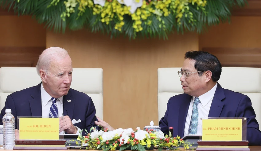 Tổng thống Joe Biden và Thủ tướng Phạm Minh Chính tại Hội nghị cấp cao Việt Nam - Hoa Kỳ về Đổi mới sáng tạo và Đầu tư. Ảnh: TTXVN Tổng thống Joe Biden và Thủ tướng Phạm Minh Chính tại Hội nghị cấp cao Việt Nam - Hoa Kỳ về Đổi mới sáng tạo và Đầu tư. Ảnh: TTXVN
