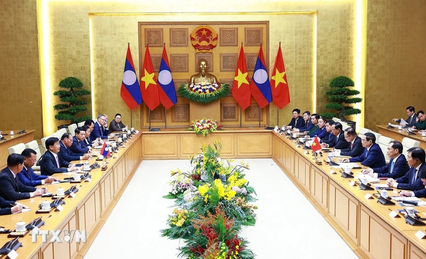 Thủ tướng Phạm Minh Chính hội kiến Tổng Bí thư, Chủ tịch nước Lào Thongloun Sisoulith