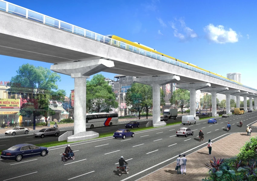 Phoi canh duong tren cao cua tuyen metro 33.000 ty o Ha Noi hinh anh 2