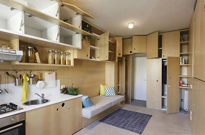 Căn hộ 30 m2 nhưng quá nhiều chỗ để đồ ảnh 2 Căn hộ 30 m2 khiến khách bất ngờ vì quá nhiều chỗ để đồ