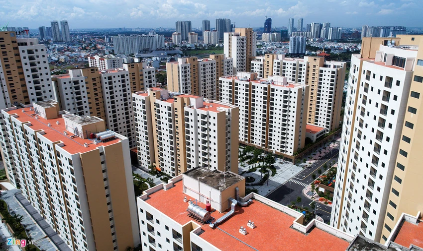 Khu tái định cư Bình Khánh cũng được chào bán thương mại với giá cao. Ảnh:Lê Quân. Nha gia re o TP.HCM khong con? hinh anh 1