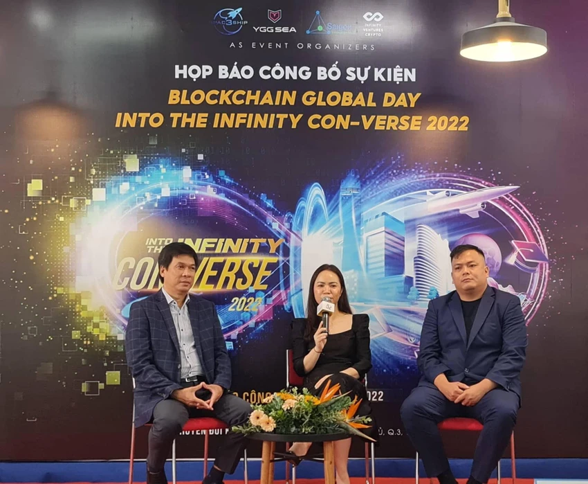 Họp báo chính thức công bố sự kiện Blockchain Global day 2022 vào sáng 7-7. Ảnh: NV