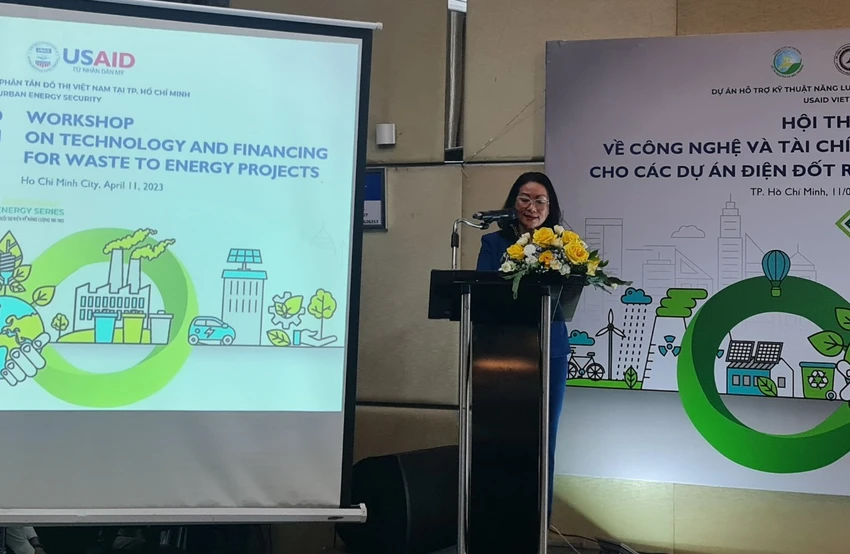Bà Nguyễn Thị Thanh Mỹ, Phó giám đốc Sở TN&MT TP.HCM phát biểu tại hội thảo. Ảnh: NGUYỄN CHÂU Bà Nguyễn Thị Thanh Mỹ, Phó giám đốc Sở TN&MT TP.HCM phát biểu tại hội thảo. Ảnh: NGUYỄN CHÂU