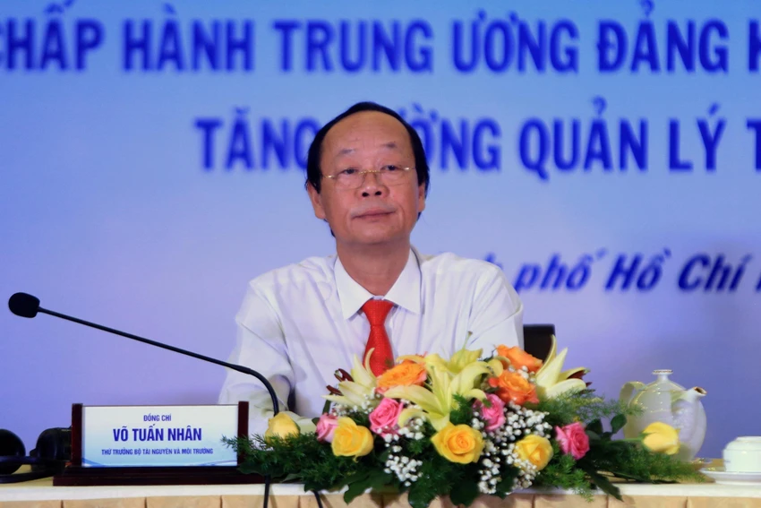 Thứ trưởng Bộ TN&MT Võ Tuấn Nhân phát biểu tại hội thảo. Ảnh: NC Thứ trưởng Bộ TN&MT Võ Tuấn Nhân phát biểu tại hội thảo. Ảnh: NC