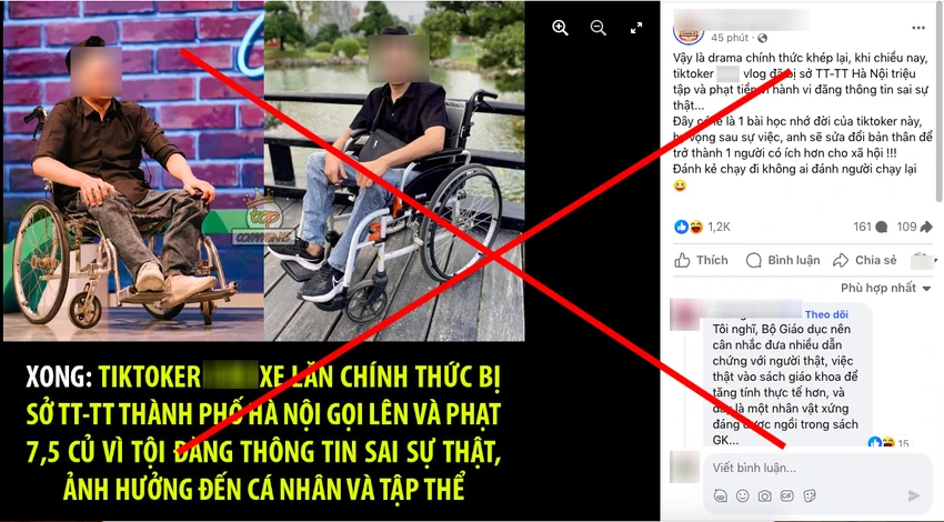 Bác tin xử phạt Tiktoker ngồi xe lăn tố quán phở đuổi khách
