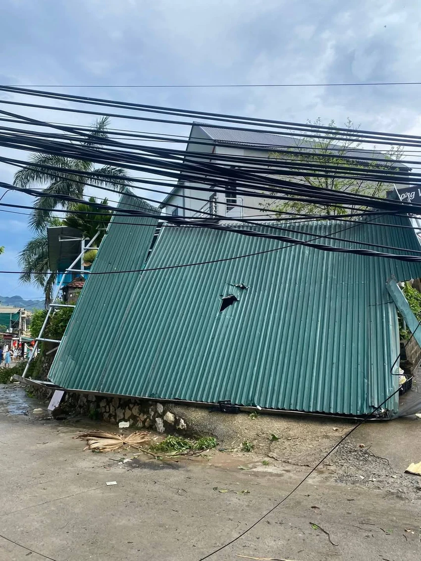Giông lốc bất thường cực mạnh ở Hòa Bình, cây đổ đè bẹp ôtô 5.jpg