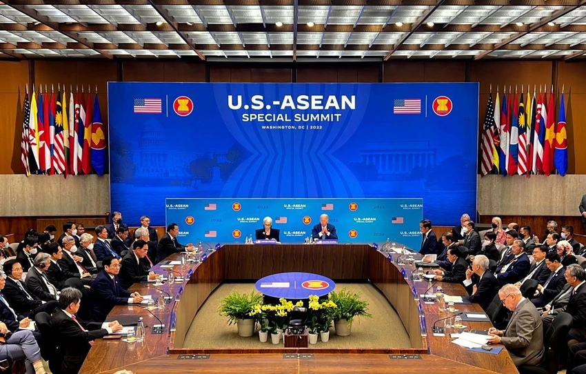 Tổng thống Mỹ Joe Biden hội đàm với lãnh đạo các nước ASEAN. Ảnh: THE STAR Tổng thống Mỹ Joe Biden hội đàm với lãnh đạo các nước ASEAN. Ảnh: THE STAR