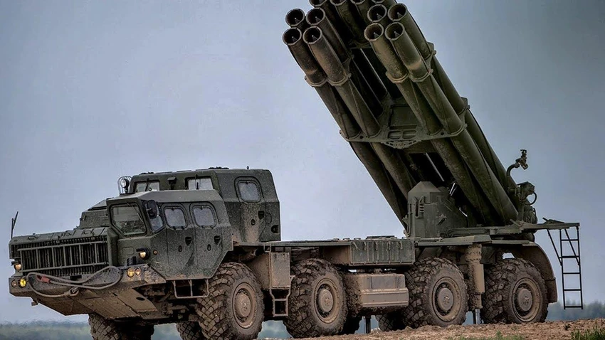 Hệ thống pháo phản lực BM-27 Uragan. Ảnh: YOUTUBE Hệ thống pháo phản lực BM-27 Uragan. Ảnh: YOUTUBE