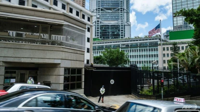 Tòa nhà Tổng lãnh sự quán Mỹ tại Hong Kong. Ảnh: AFP Tòa nhà Tổng lãnh sự quán Mỹ tại Hong Kong. Ảnh: AFP
