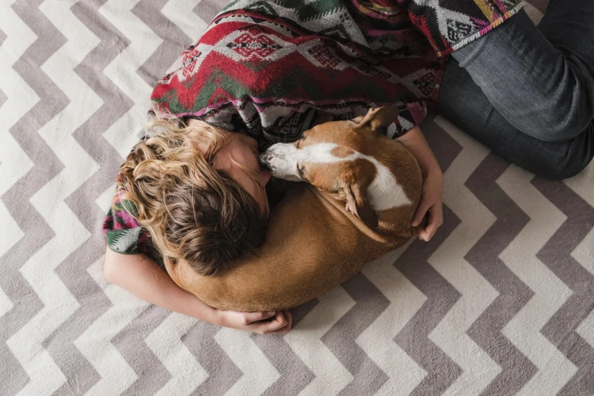 Chó có thể hỗ trợ những người mắc PTSD trước, trong và sau những lần lên cơn khủng hoảng. Ảnh: SCMP