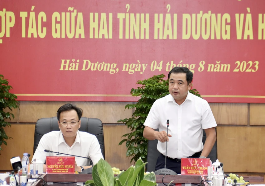 Bí thư Tỉnh uỷ Hải Dương Trần Đức Thắng phát biểu tại hội nghị. Ảnh: NM