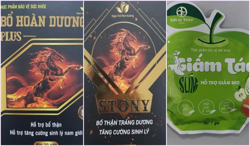 Ba sản phẩm trên không bảo đảm an toàn thực phẩm. Ảnh: NL Ba sản phẩm trên không bảo đảm an toàn thực phẩm. Ảnh: NL