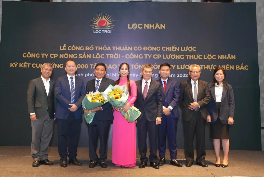 Thành viên mới của Tập đoàn Lộc Trời cam kết cung ứng 500.000 tấn gạo cho Tổng công ty Lương thực miền Bắc (Vinafood 1) hiện có 100% vốn nhà nước. (Ảnh: QH)