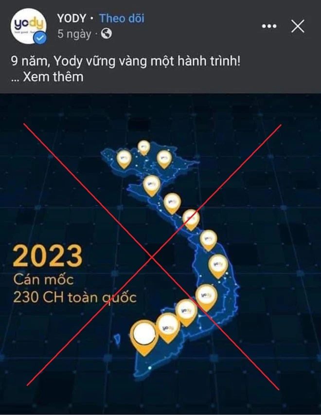 Hình ảnh bản đồ sai lệch về chủ quyền Việt Nam được đăng tải trên Fanpage của Yody, tới nay hình ảnh đã được thay thế, khắc phục. Ảnh: internet