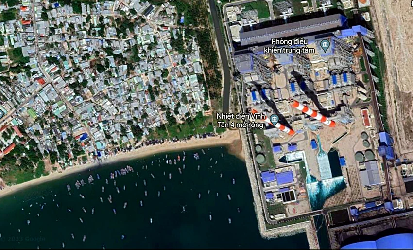 Khoảng cách giữa khu dân cư và nhà máy nhiệt điện quá gần. Ảnh GOOGLE MAP. Khoảng cách giữa khu dân cư và nhà máy nhiệt điện quá gần. Ảnh GOOGLE MAP.