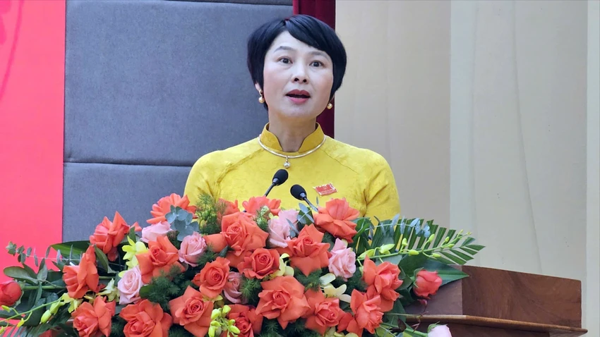 Bà Phạm Thị Phúc, Chủ tịch Ủy ban MTTQ Việt Nam tỉnh Lâm Đồng mới. Ảnh VÕ TÙNG.