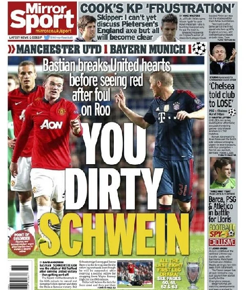 Báo chí Anh: Schweinsteiger là 'tên côn đồ bẩn thỉu' ảnh 1