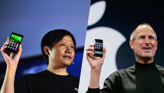TGĐ Xiaomi Lei Jun (trái) và cố TGĐ Apple Steve Jobs. Ảnh: TechCrunch redmi note gửi dữ liệu, xiaomi gián điệp