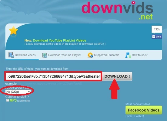 Tải video trên Facebook về máy tính: Mở video Facebook lên xem, lấy đường link và dán vào khung của downvids.net rồi bấm DOWNLOAD (mũi tên). B1-Cach-tai-video-tren-Facebook-ve-may-tinh-Download-video-tren-Facebook-Video-Facebook.jpg