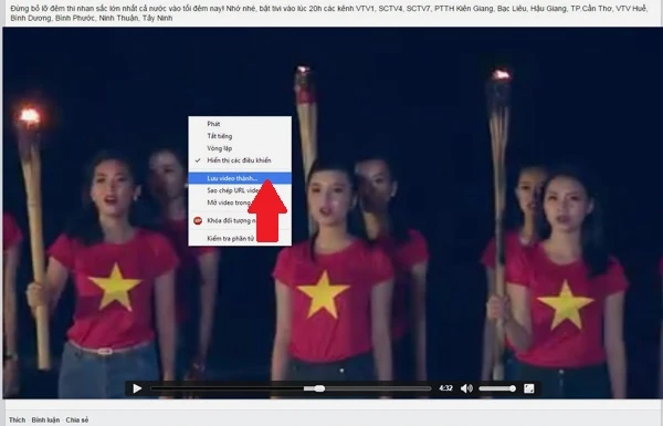 Tải video trên Facebook về máy tính: Khi đang xem video Facebook bằng bản di động, bạn có thể kích chuột phải và chọn “Lưu video thành…” (mũi tên) để tải về máy tính. A5-Cach-tai-video-tren-Facebook-ve-may-tinh-Download-video-tren-Facebook-Video-Facebook.jpg
