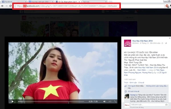 Tải video trên Facebook về máy tính: Mở to video Facebook lên xem bình thường nhưng trên thanh địa chỉ trình duyệt, hãy thêm “m” (bôi đỏ) trước “facebook.com” để truy cập bản di động. A3-Cach-tai-video-tren-Facebook-ve-may-tinh-Download-video-tren-Facebook-Video-Facebook.jpg