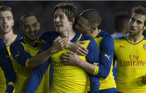 Rosicky là cầu thủ chơi hay nhất trận. Ảnh:AH. 250B77BC00000578-2925657-image-3637-5467