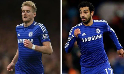 Salah (phải) và Schurrle sẽ rời Chelsea để lấy chỗ cho Cuadrado. Ảnh:Express. 2-3746-1422660538.jpg
