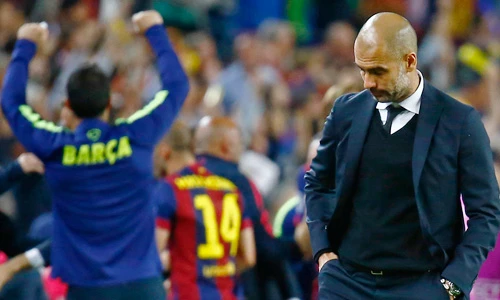 Guardiola thừa nhận các phương án mà ông đề ra cho Bayern đã không phát huy hiệu quả tại Nou Camp. Ảnh:Reuters. Guardiola-Barca-3-0-Bayern-SF-9736-5241-