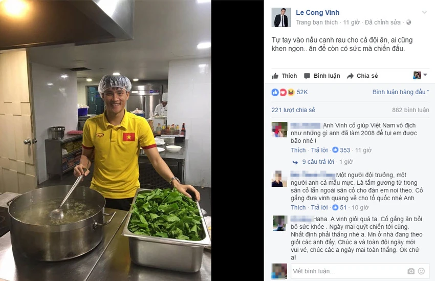 Công Vinh tự tay nấu canh cho cả đội,ai cũng khen ngon ảnh 1 Công Vinh tự tay nấu canh cho cả đội,ai cũng khen ngon ảnh 1