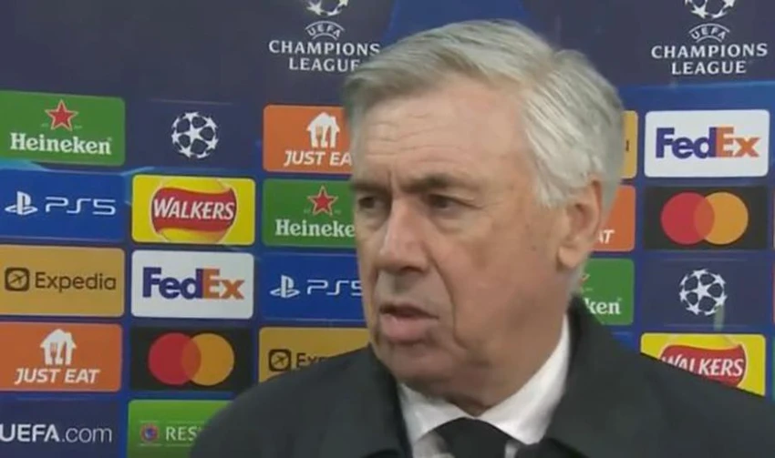 Ancelotti đã chuẩn bị thế trận phòng ngự cho Real nhưng mọi thứ không diễn ra theo kế hoạch. ẢNH: beINSPORTS Ancelotti đã chuẩn bị thế trận phòng ngự cho Real nhưng mọi thứ không diễn ra theo kế hoạch. ẢNH: beINSPORTS