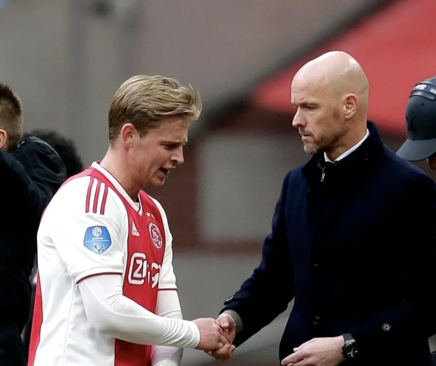Thầy trò Ten Hag và De Jong sẽ tái ngộ ở Old Trafford? ẢNH: GETTY