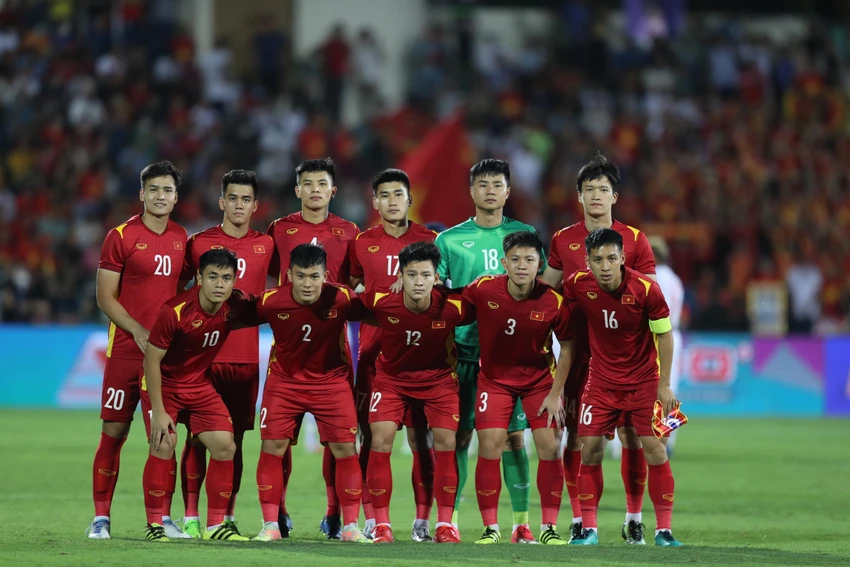 Đội hình ra sân của U-23 Việt Nam. ẢNH: ANH PHƯƠNG Đội hình ra sân của U-23 Việt Nam. ẢNH: ANH PHƯƠNG