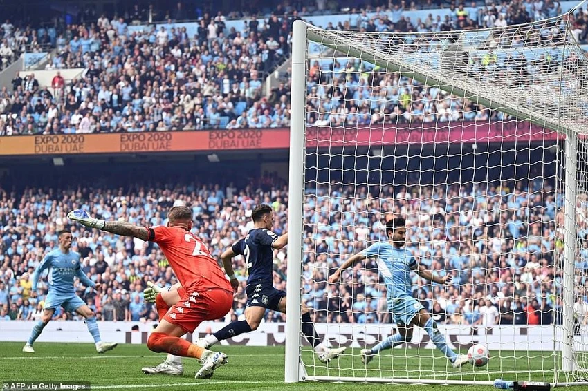 Bàn thắng ấn định tỉ số 3-2 của Gundogan. ẢNH: GETTY Bàn thắng ấn định tỉ số 3-2 của Gundogan. ẢNH: GETTY