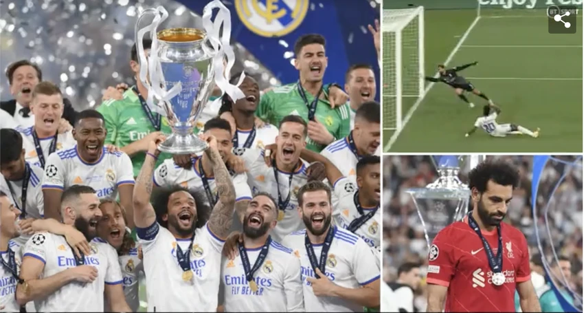 Real Madrid đăng quang Champions League 2021 - 2022. ẢNH: DAILY MAIL Real Madrid đăng quang Champions League 2021 - 2022. ẢNH: DAILY MAIL