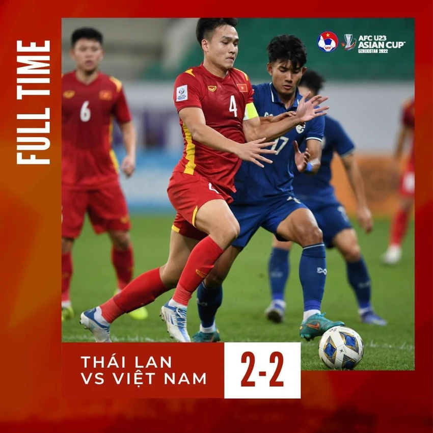 U-23 Việt Nam hoà đáng tiếc U-23 Thái Lan. ẢNH: VFF U-23 Việt Nam hoà đáng tiếc U-23 Thái Lan. ẢNH: VFF