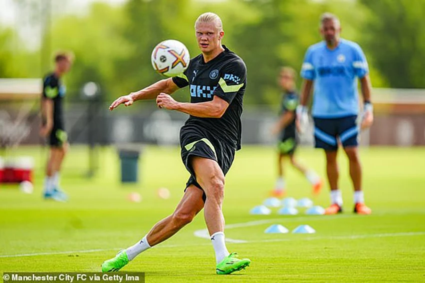 Erling Haaland gia nhập Man City từ Borussia Dortmund vào mùa hè năm nay. ẢNH: GETTY Erling Haaland gia nhập Man City từ Borussia Dortmund vào mùa hè năm nay. ẢNH: GETTY